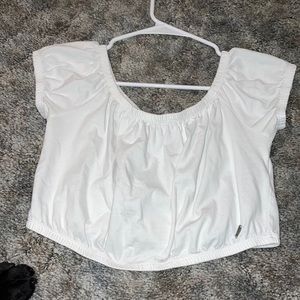 Hollister off the shoulder white crop top